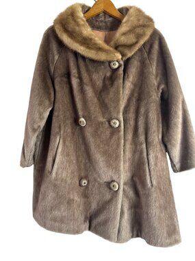 Vintage Brown Genuine Fur Double-Breasted Coat Brazotta Styled by Fairmoor
